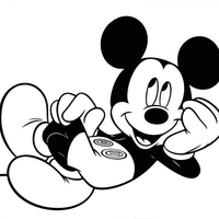 Desenho de Mickey pensando para colorir