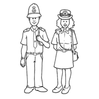 Desenho de Homem e mulher policiais para colorir