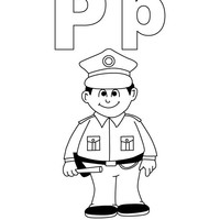 Desenho de Letra P de policial para colorir