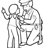 Desenho de Policial ajudando menina para colorir
