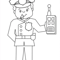 Desenho de Policial apitando para colorir