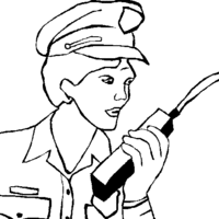 Desenho de Policial comunicando por walkie talk para colorir