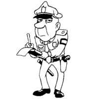 Desenho de Policial dando multa para colorir