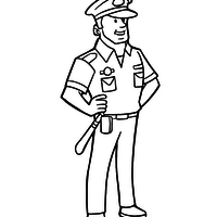 Desenho de Policial com cacetete para colorir