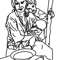 Desenho de Família na pobreza para colorir