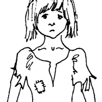 Desenho de Menina maltrapilha para colorir
