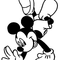 Desenho de Mickey dançando rap para colorir