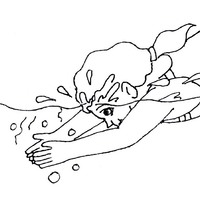 Desenho de Menina mergulhando na piscina para colorir
