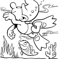 Desenho de Smurf nadando no lago para colorir
