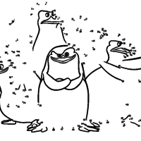 Desenho de Colorir com números - Pinguins de Madagascar para colorir