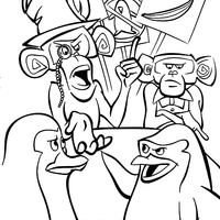 Desenho de Macacos e Pinguins de Madagascar para colorir