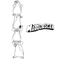 Desenho de Pinguins de Madagascar se equilibrando para colorir