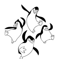 Desenho de Pinguins de Madagascar saltando para colorir