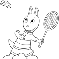 Desenho de Austin jogando badminton para colorir