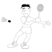 Desenho de Menino jogando badminton para colorir