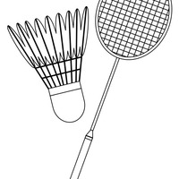 Desenho de Peteca e raqueta de badminton para colorir