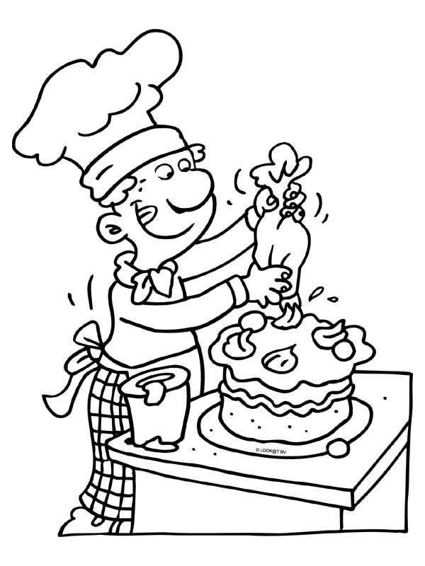 Confeiteiro fazendo bolo