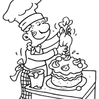 Desenho de Confeiteiro fazendo bolo para colorir