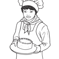 Desenho de Padeiro e deliciosa torta para colorir