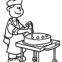 Desenho de Padeiro preparando torta para colorir