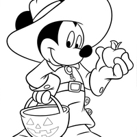 Desenho de Mickey se divertindo no Halloween para colorir