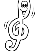 Desenho de Nota musical sorrindo para colorir
