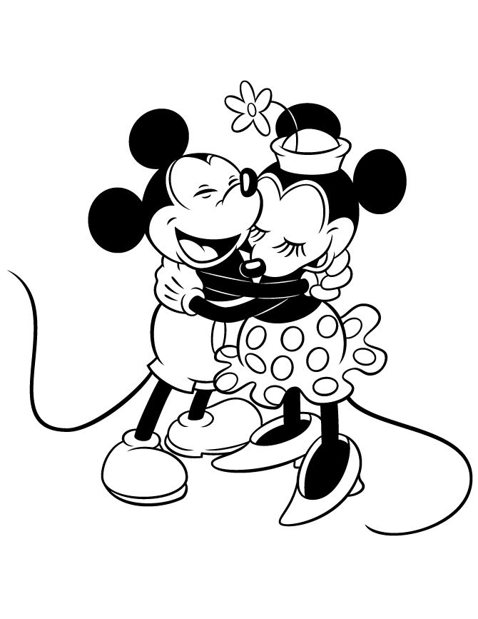 Mickey abracando a minnie