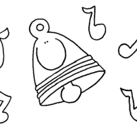Desenho de Sino e notas musicais para colorir