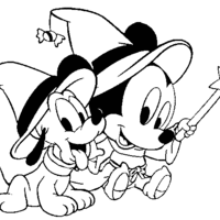 Desenho de Mickey e Pluto bebês para colorir
