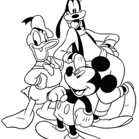 Desenho de Mickey, Donald e Pateta para colorir