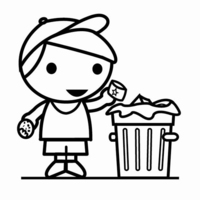 Desenho de Lixeiro recolhendo lixo para colorir