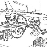 Desenho de Serviço de limpeza do avião Lego para colorir