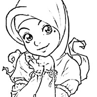 Desenho de Menina com véu sagrado para colorir