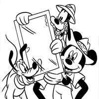 Desenho de Mickey, Pluto e Pateta juntos para colorir