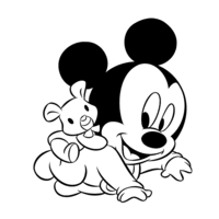 Desenho de Mickey engatinhando para colorir