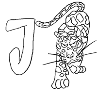 Desenho de Letra J de jaguar para colorir