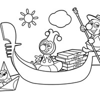 Desenho de Gôndola e barquinho para colorir