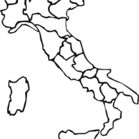 Desenho de Mapa das regiões italianas para colorir