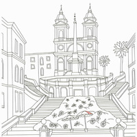 Desenho de Praça da Espanha em Roma para colorir