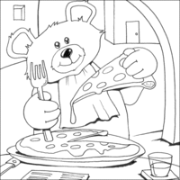 Desenho de Ursinho pizzaiolo para colorir