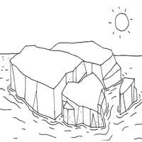 Desenho de Iceberg flutuando no mar para colorir