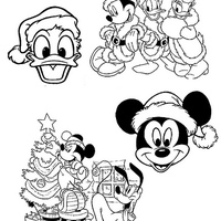 Desenho de Natal dos personagens do Mickey para colorir