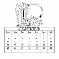 Desenho de Calendário de janeiro para colorir
