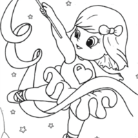 Desenho de Bailarina fazendo malabarismo para colorir