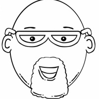 Desenho de Homem careca com óculos e cavanhaque para colorir