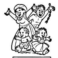 Desenho de Família escrava celebrando abolição para colorir
