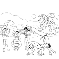 Desenho de Escravos africanos e capoeira para colorir