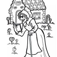 Desenho de Bruxa de João e Maria para colorir