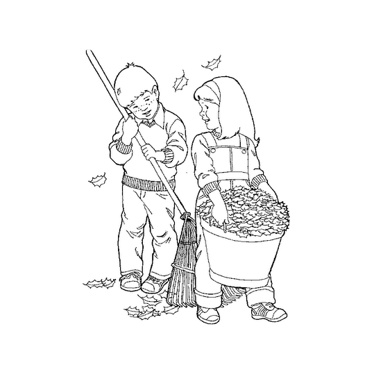 Joao e maria varrendo quintal