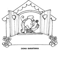 Desenho de Dona Baratinha na janela para colorir